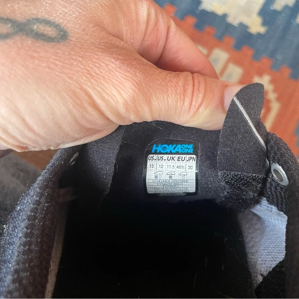 Hoka OneOne Huaka Origins Triple Black Sneaker Mens 12 - Picture 7 of 10